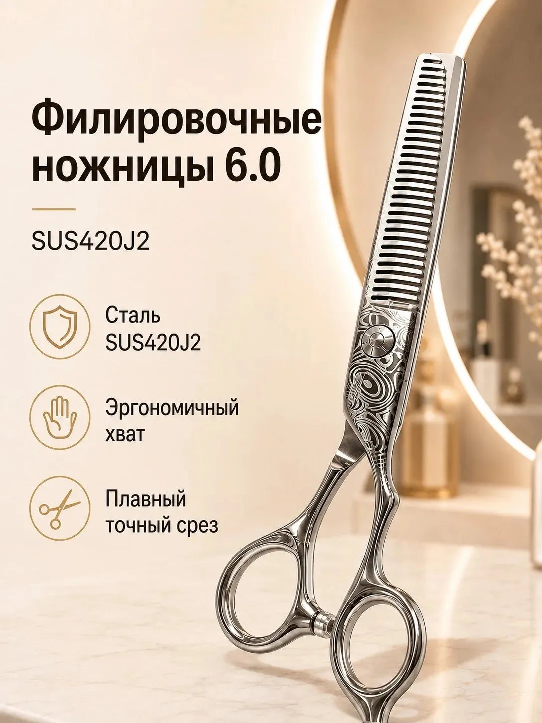 Ножницы парикмахерские филировочные для стрижки волос ST03(удаление 20–25 %)